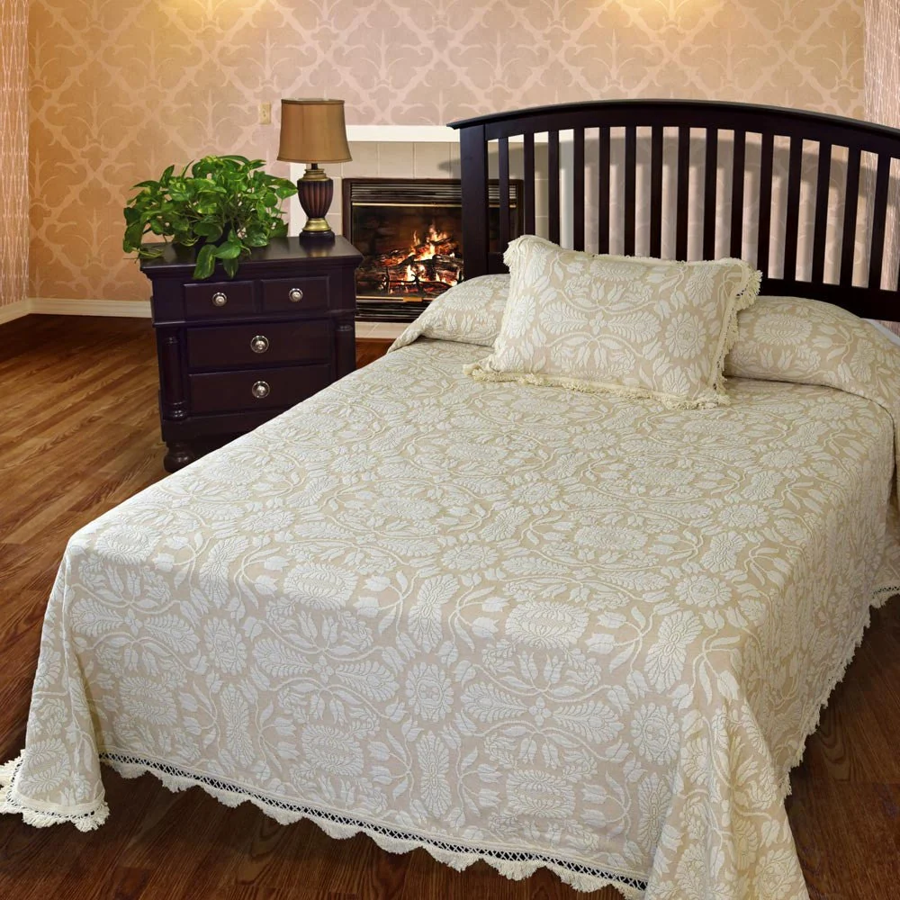 Colonial Rose Cotton Matelasse Bedspread - Image 3